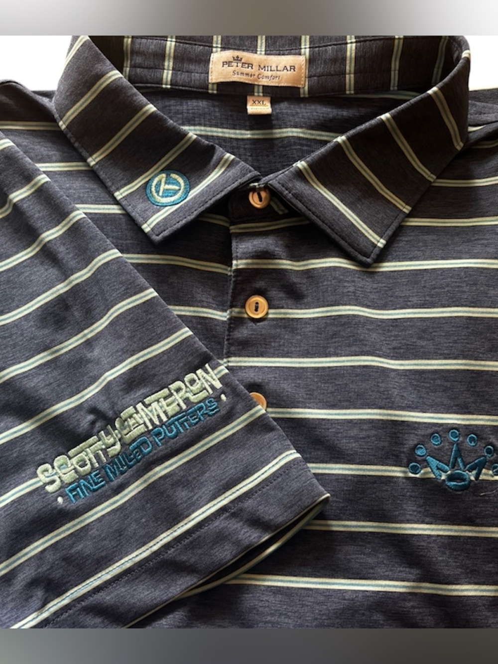 SCOTTY CAMERON GALLERY Circle T Summer Comfort Strip Golf Polo XXL 7 Point Crown